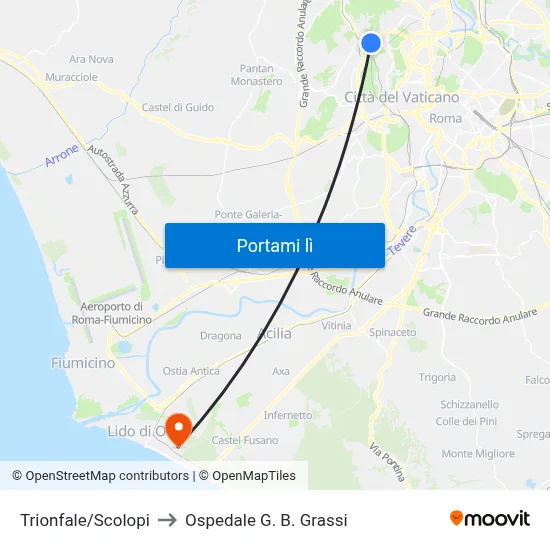 Trionfale/Scolopi to Ospedale G. B. Grassi map