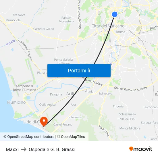 Maxxi to Ospedale G. B. Grassi map