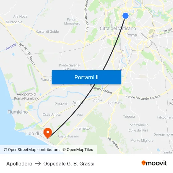 Apollodoro to Ospedale G. B. Grassi map