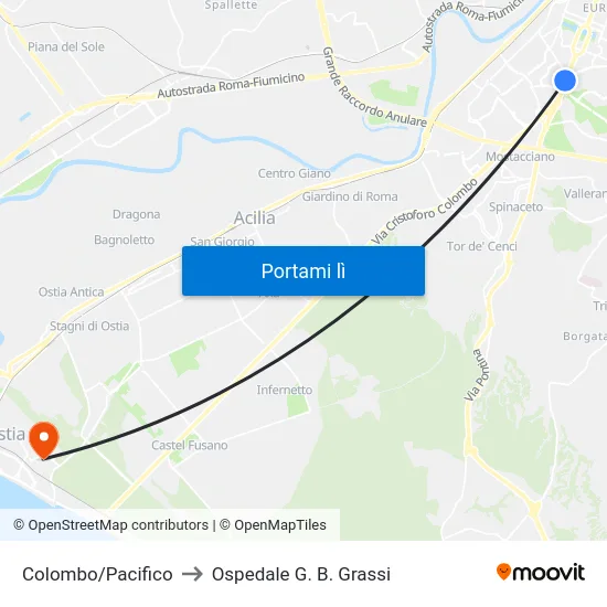 Colombo/Pacifico to Ospedale G. B. Grassi map