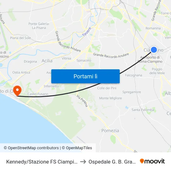 Kennedy/Stazione FS Ciampino to Ospedale G. B. Grassi map