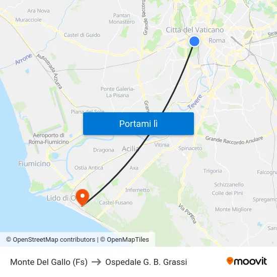 Monte Del Gallo (Fs) to Ospedale G. B. Grassi map