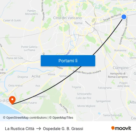 La Rustica Città to Ospedale G. B. Grassi map