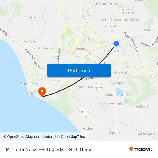 Ponte Di Nona to Ospedale G. B. Grassi map