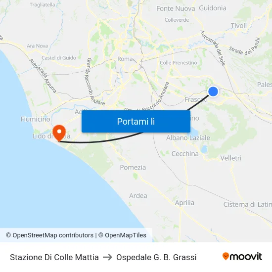 Stazione Di Colle Mattia to Ospedale G. B. Grassi map