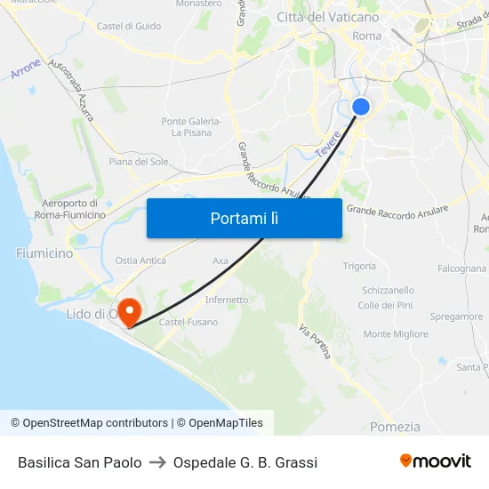 Basilica San Paolo to Ospedale G. B. Grassi map