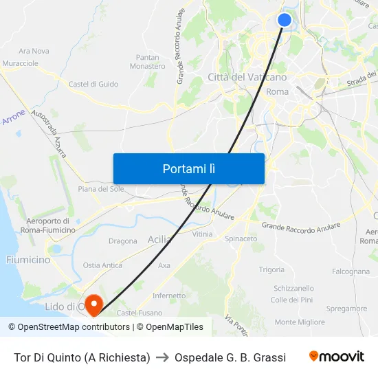 Tor Di Quinto (A Richiesta) to Ospedale G. B. Grassi map
