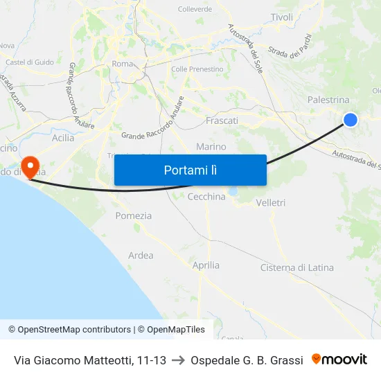 Via Giacomo Matteotti, 11-13 to Ospedale G. B. Grassi map