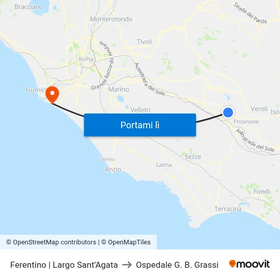 Ferentino | Largo Sant'Agata to Ospedale G. B. Grassi map
