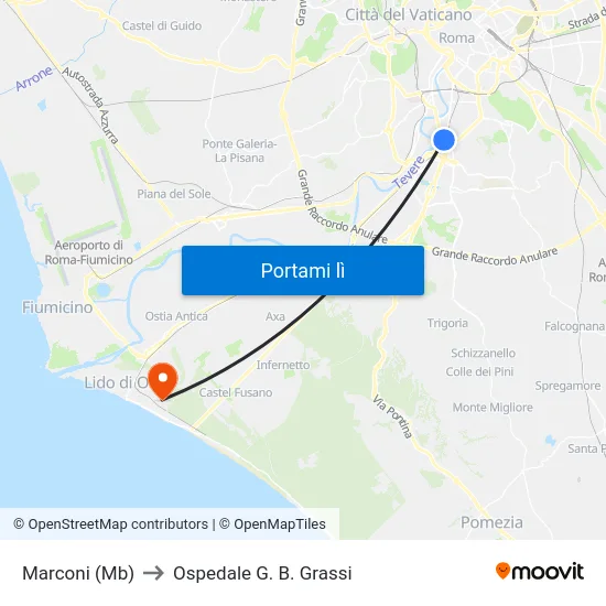 Marconi (Mb) to Ospedale G. B. Grassi map