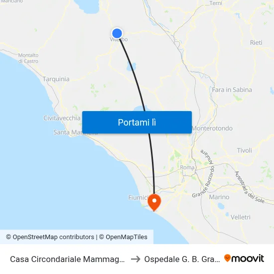 Casa Circondariale Mammagialla to Ospedale G. B. Grassi map
