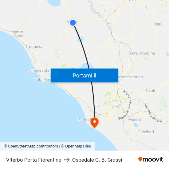 Viterbo Porta Fiorentina to Ospedale G. B. Grassi map
