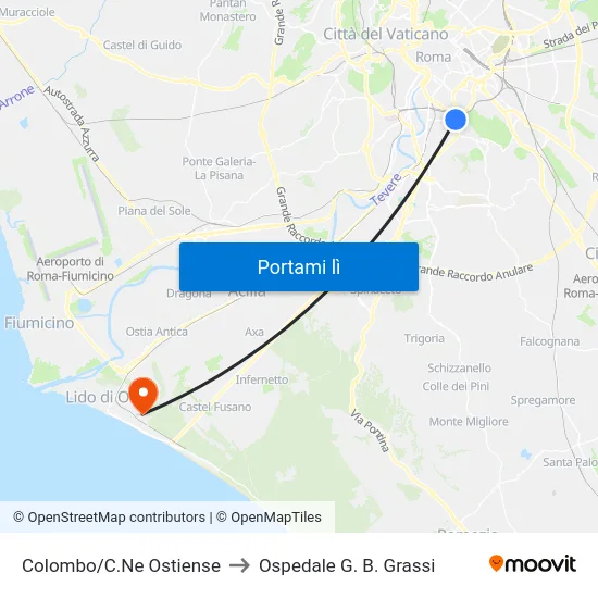 Colombo/C.Ne Ostiense to Ospedale G. B. Grassi map