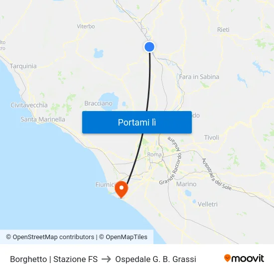 Borghetto | Stazione FS to Ospedale G. B. Grassi map