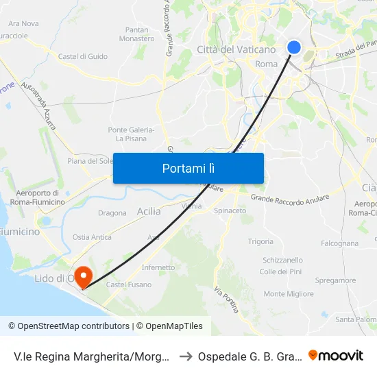 V.le Regina Margherita/Morgagni to Ospedale G. B. Grassi map