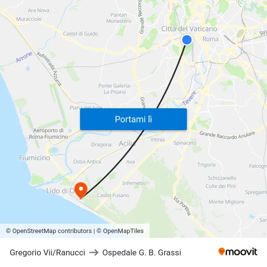 Gregorio Vii/Ranucci to Ospedale G. B. Grassi map