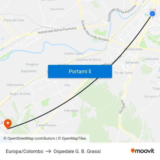 Europa/Colombo to Ospedale G. B. Grassi map