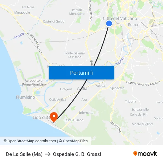 De La Salle (Ma) to Ospedale G. B. Grassi map