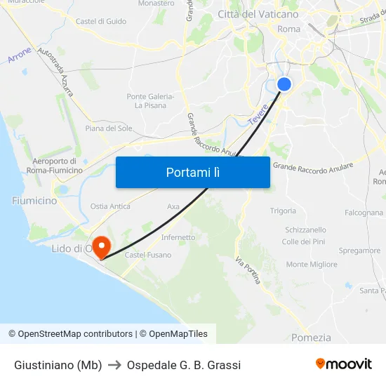 Giustiniano (Mb) to Ospedale G. B. Grassi map