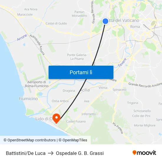 Battistini/De Luca to Ospedale G. B. Grassi map