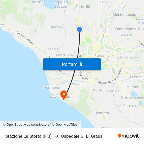 Stazione La Storta (Fl3) to Ospedale G. B. Grassi map
