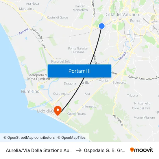 Aurelia/Via Della Stazione Aurelia to Ospedale G. B. Grassi map