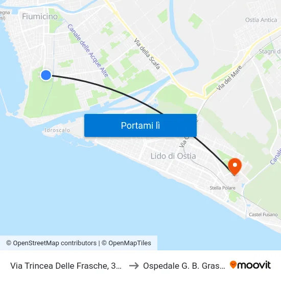 Via Trincea Delle Frasche, 354 to Ospedale G. B. Grassi map