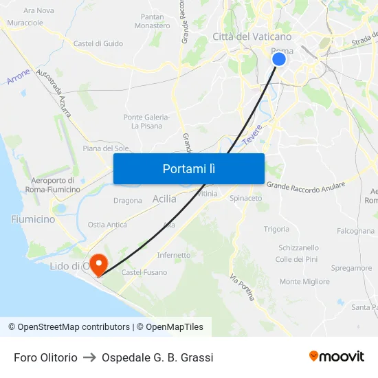 Foro Olitorio to Ospedale G. B. Grassi map