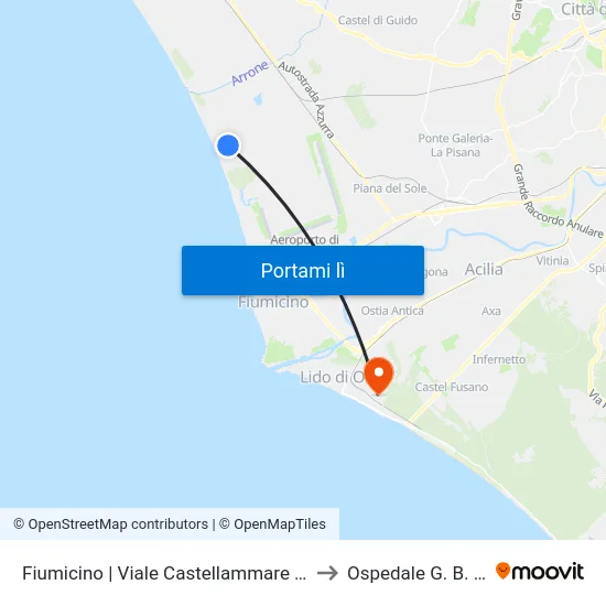 Fiumicino | Viale Castellammare Via Viserba to Ospedale G. B. Grassi map