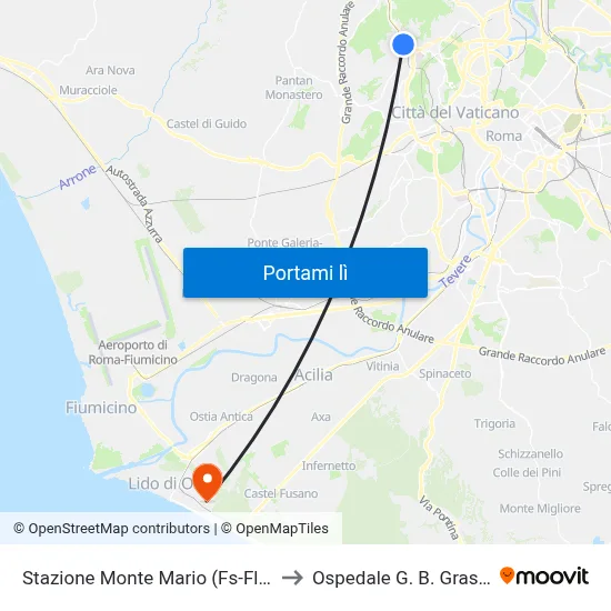 Stazione Monte Mario (Fs-Fl3) to Ospedale G. B. Grassi map