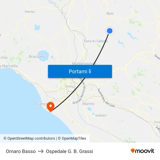 Ornaro Basso to Ospedale G. B. Grassi map
