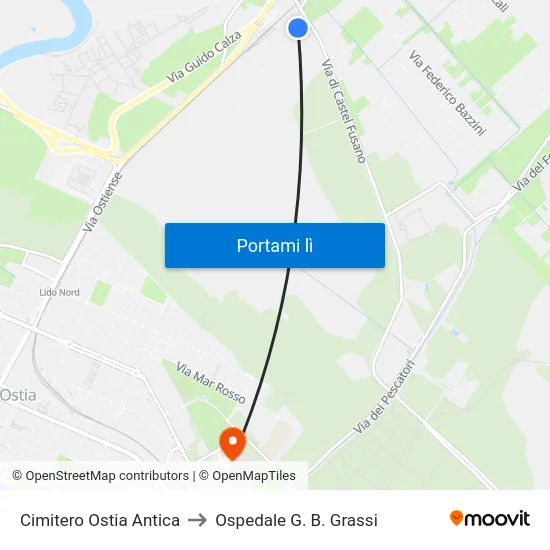 Cimitero Ostia Antica to Ospedale G. B. Grassi map