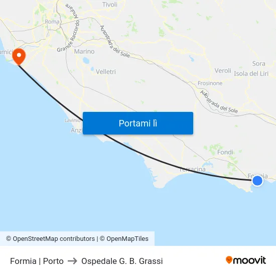 Formia | Porto to Ospedale G. B. Grassi map