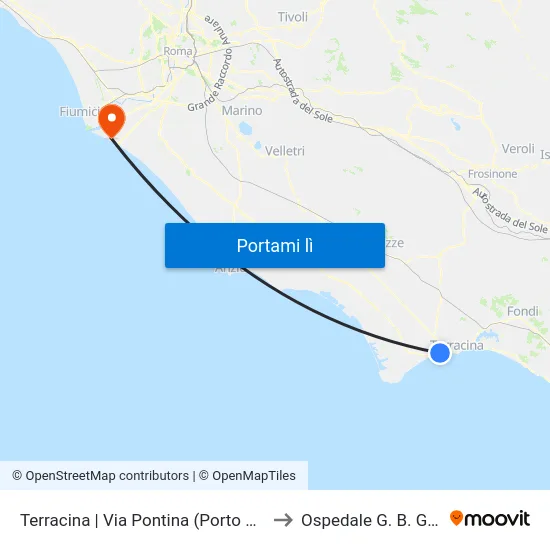 Terracina | Via Pontina (Porto Badino) to Ospedale G. B. Grassi map