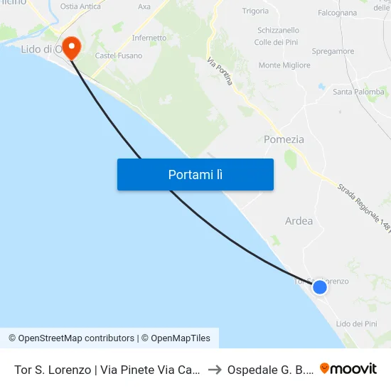 Tor S. Lorenzo | Via Pinete Via Campo Di Carne to Ospedale G. B. Grassi map