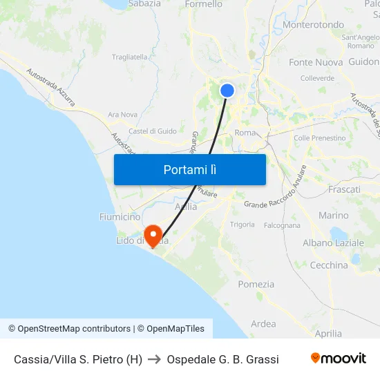 Cassia/Villa S. Pietro (H) to Ospedale G. B. Grassi map