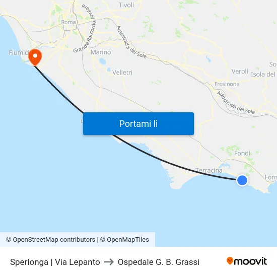 Sperlonga | Via Lepanto to Ospedale G. B. Grassi map