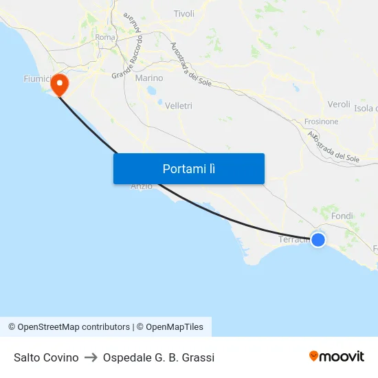 Salto Covino to Ospedale G. B. Grassi map