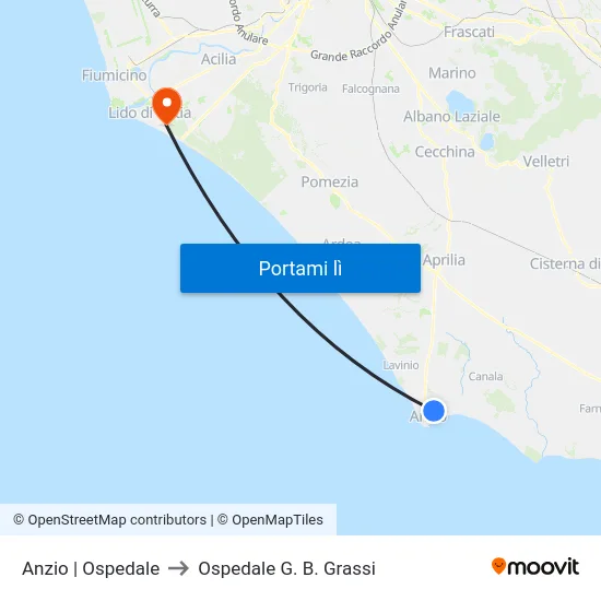 Anzio | Ospedale to Ospedale G. B. Grassi map