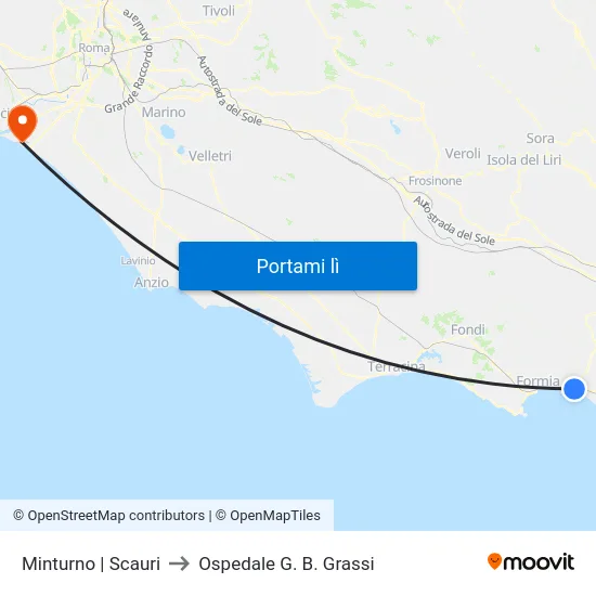 Minturno | Scauri to Ospedale G. B. Grassi map