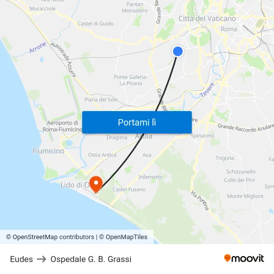 Eudes to Ospedale G. B. Grassi map