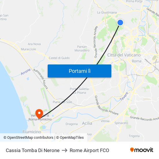 Cassia Tomba Di Nerone to Rome Airport FCO map