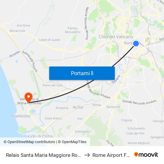 Relais Santa Maria Maggiore Rome to Rome Airport FCO map