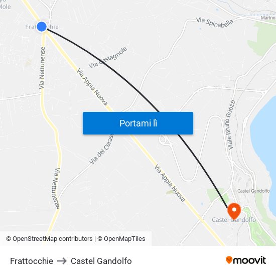 Frattocchie to Castel Gandolfo map