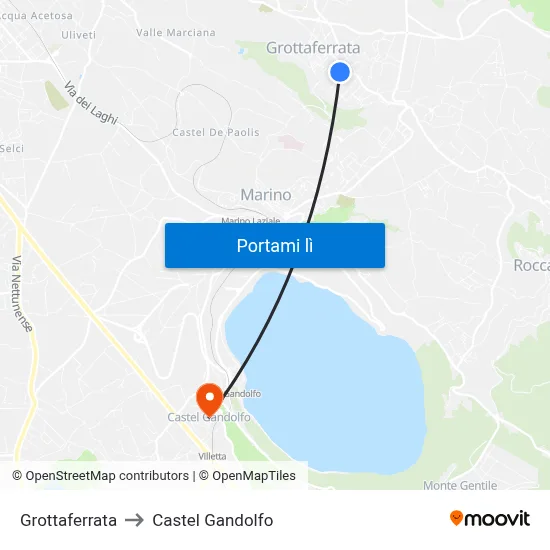 Grottaferrata to Castel Gandolfo map