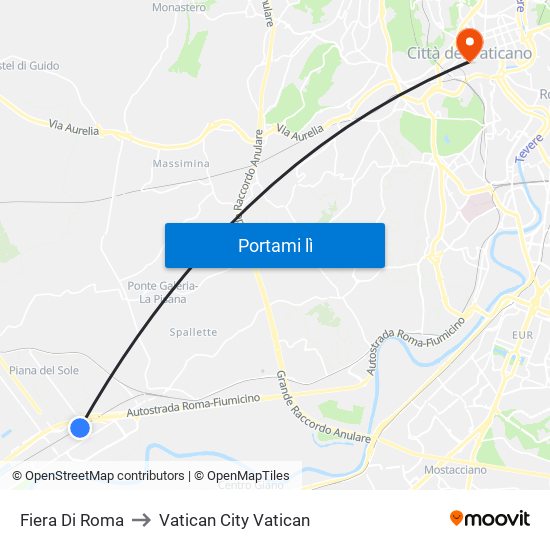 Fiera Di Roma to Vatican City Vatican map