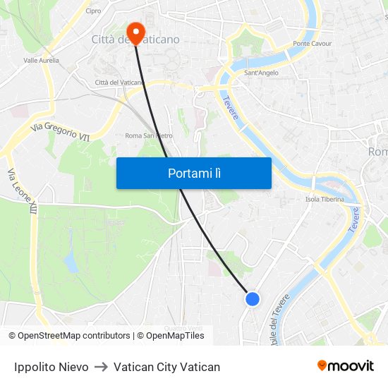 Ippolito Nievo to Vatican City Vatican map