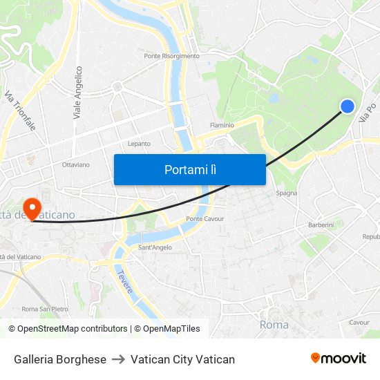 Galleria Borghese to Vatican City Vatican map