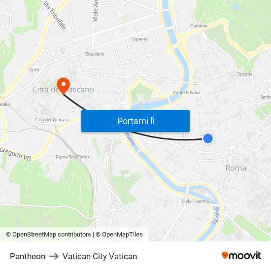 Pantheon to Vatican City Vatican map