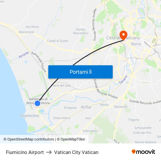Fiumicino Airport to Vatican City Vatican map